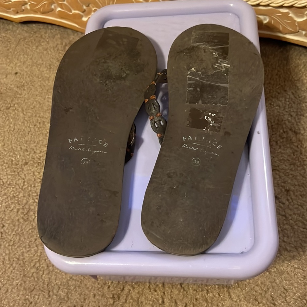 Fat Face dark brown leather flip flops Size 8 - Picture 9 of 9